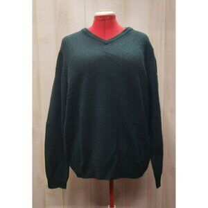 Club Room Green LambsWool Sweater, Sz L, V-Neck, Long Sleeve, Small Hole